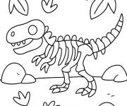 Coloriage Squelette de dinosaure sur le th&egrave;me de Halloween