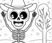 Coloriage Squelette kawaii pour Halloween