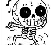 Coloriage Squelette qui c&eacute;l&egrave;bre le Halloween
