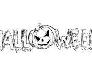 Coloriage Texte Halloween d&eacute;cor&eacute; avec une citrouille