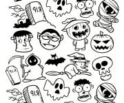 Coloriage Tous les personnages de Halloween