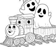 Coloriage Train fant&ocirc;me pour Halloween