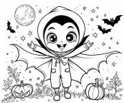Coloriage Vampire kawaii pour Halloween