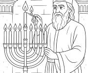 Coloriage Allumage de la Menorah