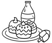 Coloriage Assiette de sufganiyah pour Hanucca