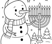 Coloriage Bonhomme de neige pour Hanoukka