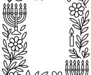 Coloriage Bordure Florale de Hanoucca