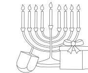 Coloriage Bougies et cadeaux Hanoucca