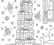 Coloriage Cadeaux de hanoucca stock&eacute;s