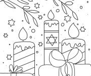 Coloriage Cadeaux et bougies et &eacute;toile david