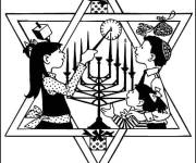 Coloriage Carte de Joyeux Hanoucca pour enfants