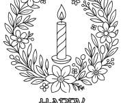 Coloriage Couronne de fleurs avec une bougie au centre pour Hanoucca