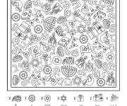 Coloriage El&eacute;ments hanoucca &agrave; trouver