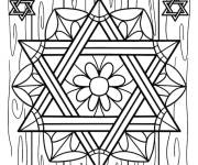 Coloriage Etoile david avec un fleur au centre