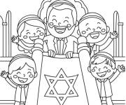 Coloriage Famille juive joyeuse pendant le hanoucca