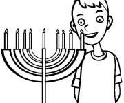 Coloriage et dessins gratuit Gar&ccedil;on avec Hanukkah ps à imprimer