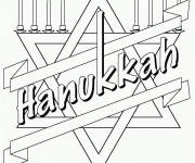 Coloriage Hanoucca dans l'&eacute;toile de David