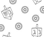Coloriage Hanoucca dreidles et pi&egrave;ces de monnaie