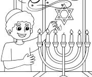 Coloriage Hanoucca f&ecirc;te des enfants juifs