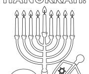 Coloriage Hanoucca pour adulte en noir et blanc