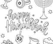 Coloriage Hanukkah et collection des &eacute;l&eacute;ments