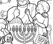 Coloriage La famille se r&eacute;unissent en Hanoucca