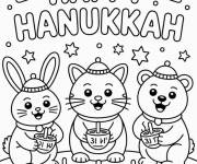 Coloriage Les lapins c&eacute;l&egrave;brent le hanoucca