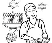 Coloriage Manam pr&eacute;pare les biscuits de hanoucca