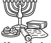 Coloriage Menora et torah pour hanoucca