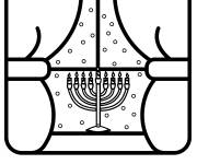 Coloriage Menorah &agrave; fen&ecirc;tre en vecteur