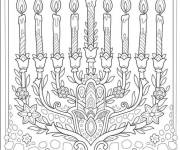 Coloriage Menorah allum&eacute;es zentangle
