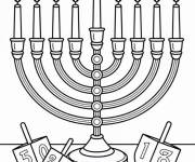 Coloriage Menorah avec huit bougies
