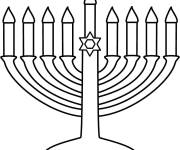 Coloriage Menorah avec l'&eacute;toile de David en forme g&eacute;om&eacute;trique