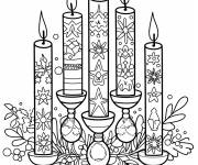 Coloriage Menorah bien d&eacute;cor&eacute;e pour le hanoucca