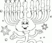 Coloriage et dessins gratuit menorah de dessin anim&eacute; pour hanoucca à imprimer