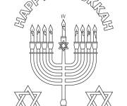 Coloriage Menorah et deux &eacute;toiles de David pour joyeux hanoucca