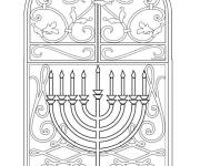 Coloriage Menorah et jolie fen&ecirc;tre pour hanoucca