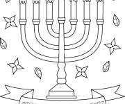Coloriage Menorah pour Hanoucca &agrave; motif