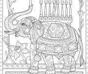 Coloriage Menorah sur &eacute;l&eacute;phant pour hanoucca