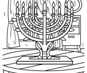 Coloriage Menorah sur la table de hanoucca