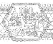 Coloriage Nourriture pendant le Hanoucca