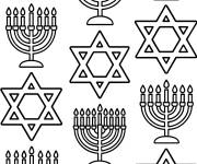 Coloriage Plusieurs mod&egrave;les de l'&Eacute;toile de David de Hanoukka