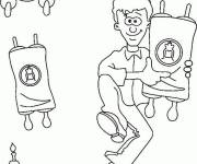 Coloriage Pr&ecirc;tre avec roulette de torah pour hanoucca