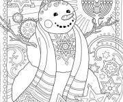 Coloriage Pr&ecirc;tre bonhomme de neige pour hanoucca