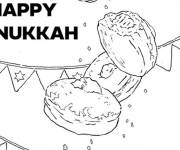 Coloriage Sufganiyah et joyeux hanoucca