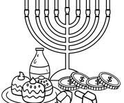 Coloriage Sufganiyah, m&eacute;norah avec des bougies