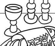 Coloriage Table de hanoucca avec les bougies