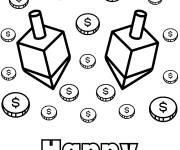 Coloriage Toupies et argent de la Hanoucca