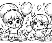 Coloriage Ballons d'eau color&eacute;s