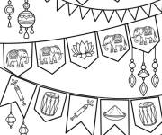 Coloriage Banni&egrave;res pour la c&eacute;l&eacute;bration de Holi